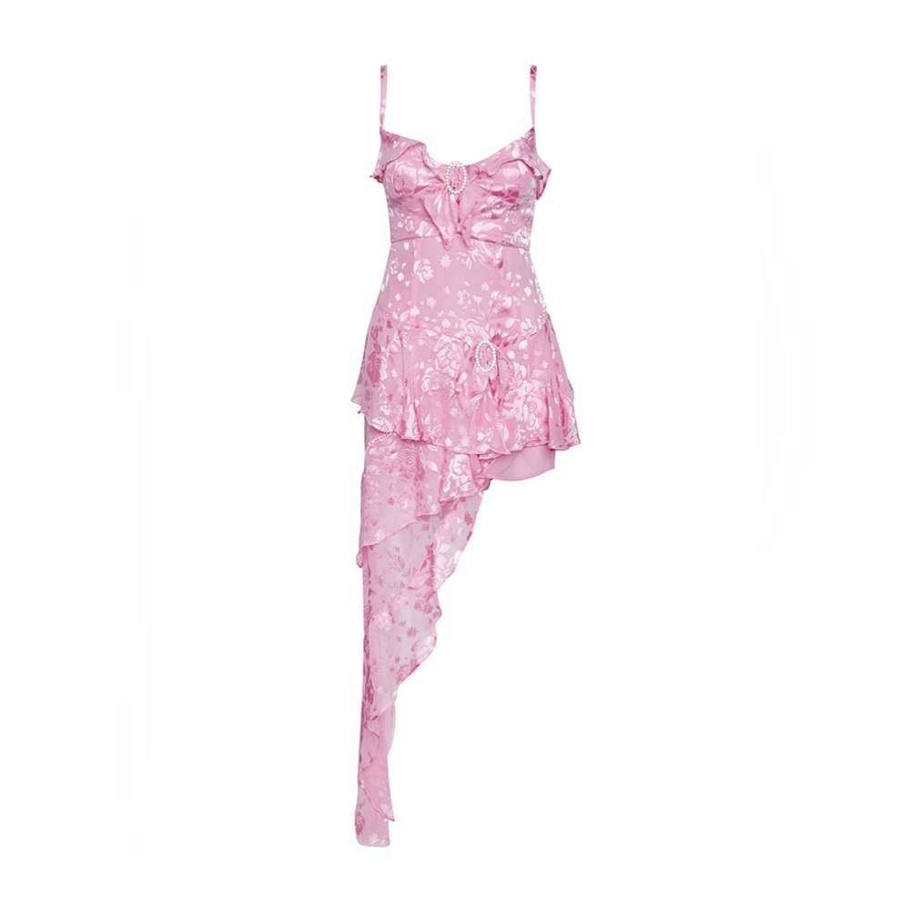 Pink Cosmo Asymmetrical Drapery Dress - Picture 4 of 15